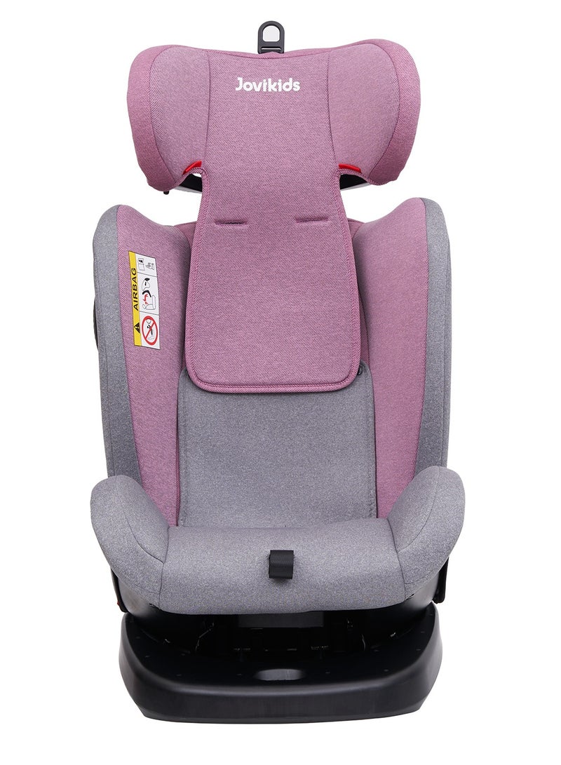 Jovikids Angela Safety Baby Car Seat with Isofix and Top Tether, 360 Degree Swivel Child Seat, Rotating Carseat for Group 0/1/2/3, 0-12 Years Old, ECE R44/04, Pink