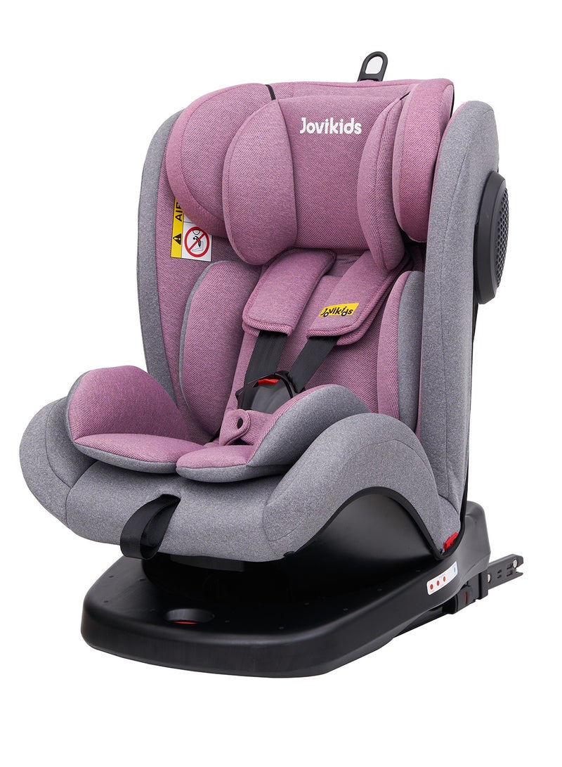 Jovikids Angela Safety Baby Car Seat with Isofix and Top Tether, 360 Degree Swivel Child Seat, Rotating Carseat for Group 0/1/2/3, 0-12 Years Old, ECE R44/04, Pink