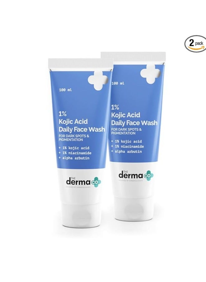 The Derma Co 1% Kojic Acid Face Wash with Niacinamide & Alpha Arbutin For Dark Spots & Pigmentation - 100ml | Pack of 2