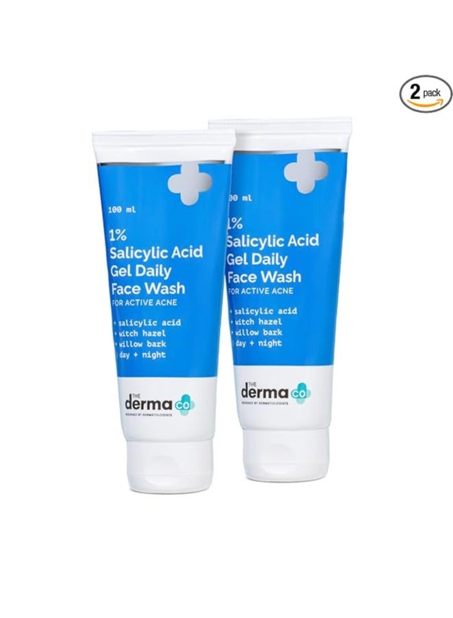 The Derma Co 1% Salicylic Acid Gel Face Wash with Salicylic Acid & Witch Hazel - 100ml (Pack of 2)