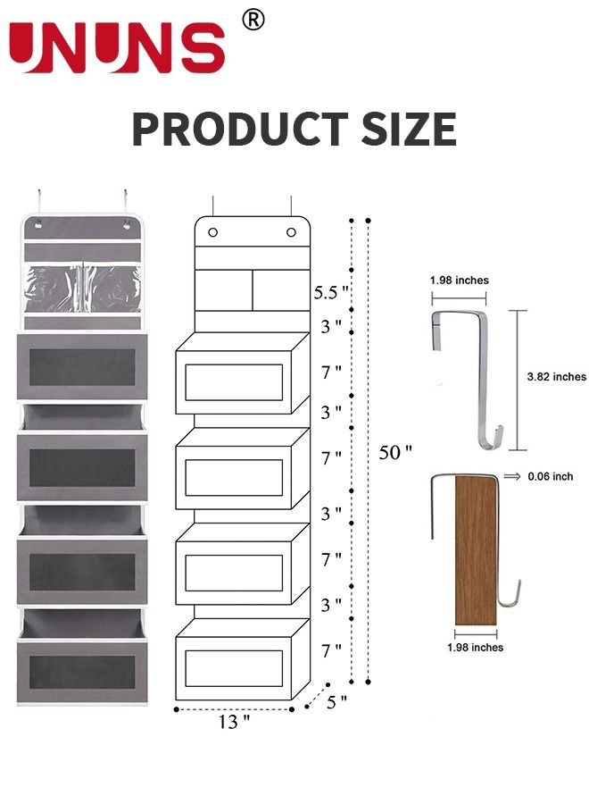 Heavy Duty Door Hanging Organizer Nursery Closet Organizer Cabinet Baby Storage Door Organizer Door Hook with 4 Large Pockets for Cosmetics, Toys and Sundries