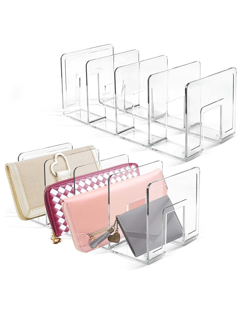 Closet Divided Storage For Bags, Clutches, Wallets, Wristlets - Space-Saving Bedroom And Cabinet Organization, Lumiere Collection - Clear