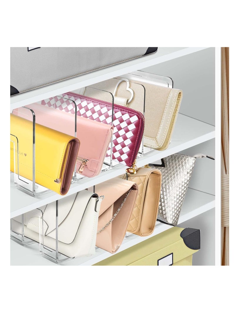 Closet Divided Storage For Bags, Clutches, Wallets, Wristlets - Space-Saving Bedroom And Cabinet Organization, Lumiere Collection - Clear