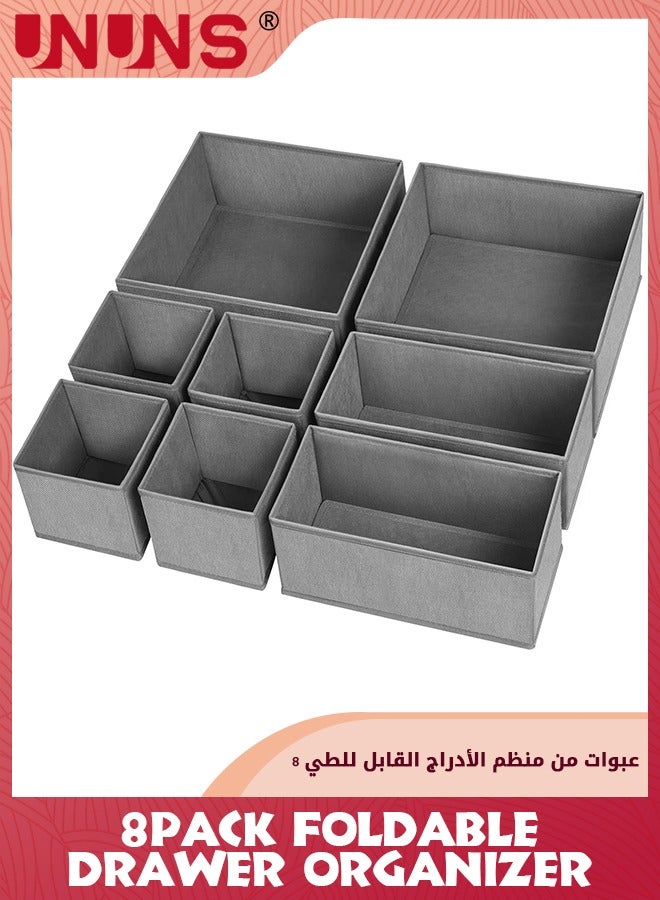 Drawer Organizer Clothes,8 Pack Underwear Drawer Organizer, Foldable Closet Organizers And Storage Dresser Drawer Dividers For Clothes,Socks,Scarves,Ties (Gray)