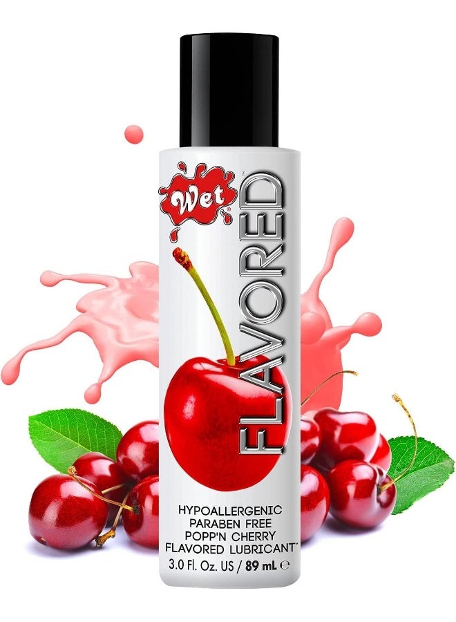 Wet Flavored Poppn Cherry Edible Lube, Premium Personal Lubricant, 3 Ounce, for Men, Women and Couples, Ideal for Foreplay, Paraben Free, Gluten Free, Stain Free, Sugar Free, Hypoallergenic