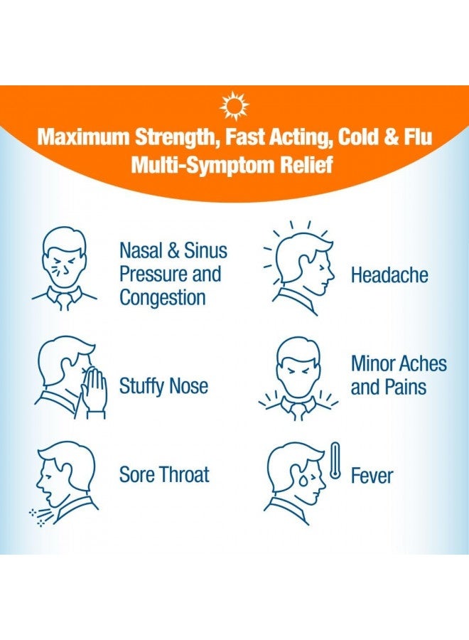 Contac Cold + Flu Maximum Strength Acetaminophen Daytime Multi-Symptom Relief For Nasal Congestion, Sinus Pressure, Sore Throat, Head And Body Aches, Fever, Non-Drowsy, 24 Caplets