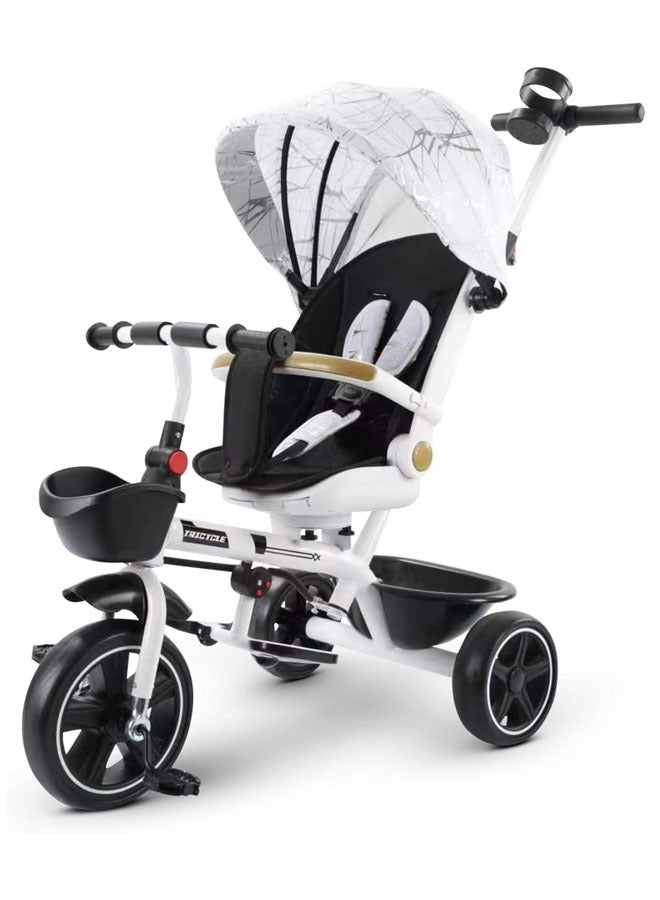 Baybee Tricycle for Kids Baby Cycle with Parental Push Handle, Canopy, 360 Degree Swivel Seat & Cup Holder  Kids cycle Baby Cycle for Kids 1 to 5 Years Boys Girls White