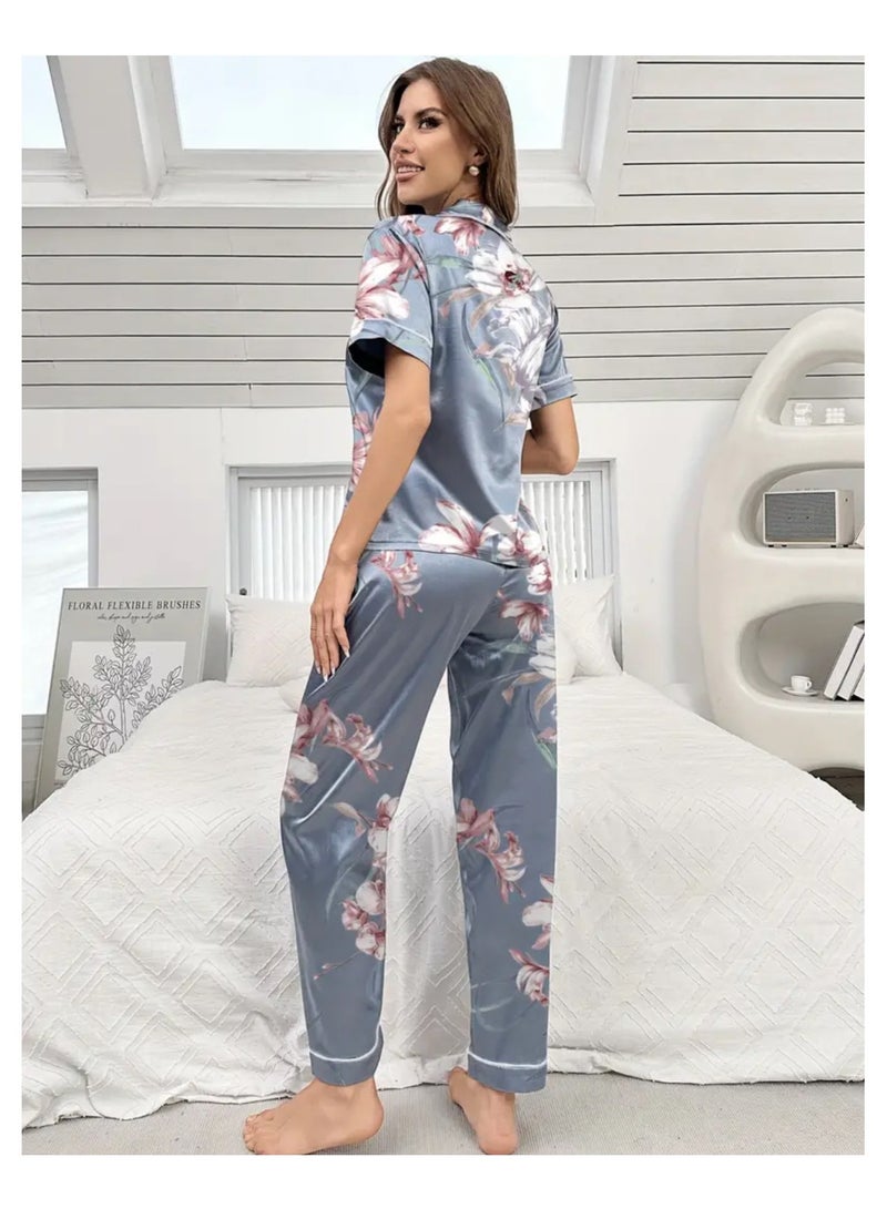 Women 2 Pieces Premium Satin Pyjama Set Ladies Sleepwear