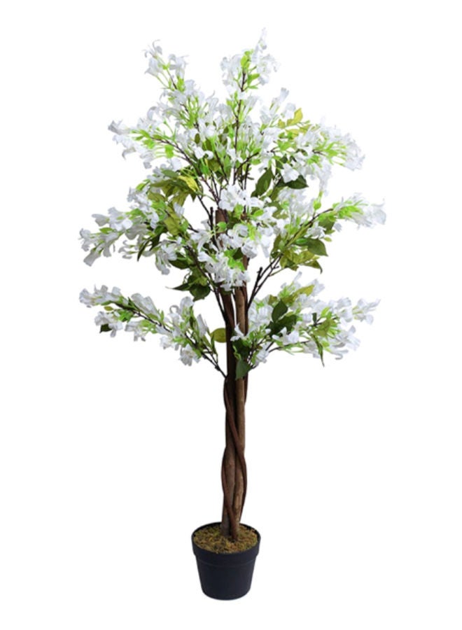 Artificial Potted Flower Plant White Green/Brown - 120 cm