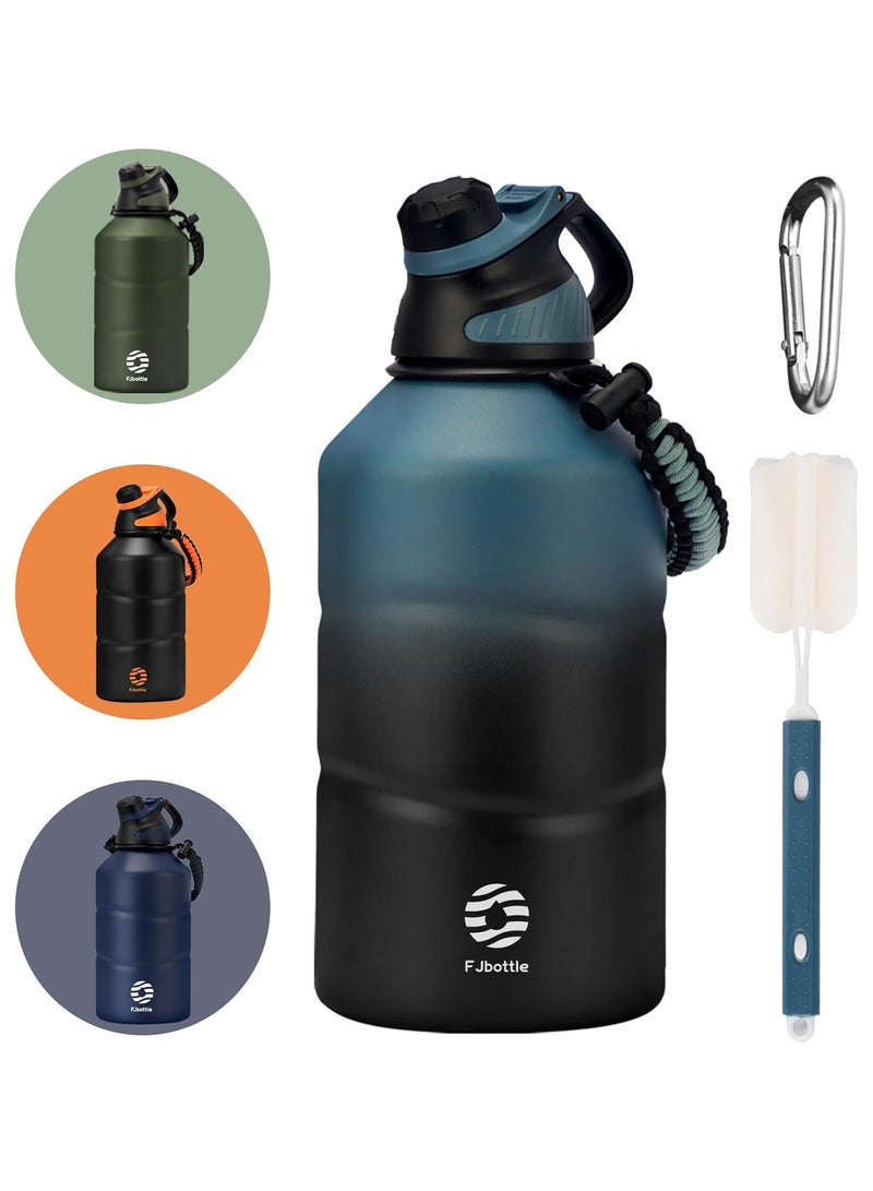 Fjbottle Stainless Steel Water Bottle 1.9L Double-Walled with Magnetic Lid, BPA Free Vacuum Insulated Water Bottle, Big Metal Drinking Bottle Large Capacity Jug Leak-Proof for Sports, Camping, Gym