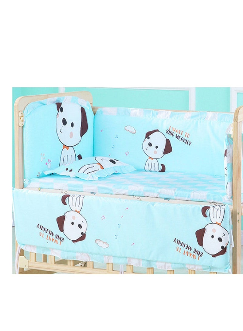 6Pcs Set Crib Bumper For Newborn Pure Cotton Bed Protector, Easy To Remove And Washable.