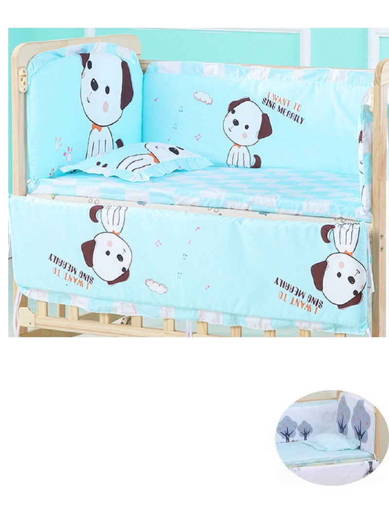 6Pcs Set Crib Bumper For Newborn Pure Cotton Bed Protector, Easy To Remove And Washable.