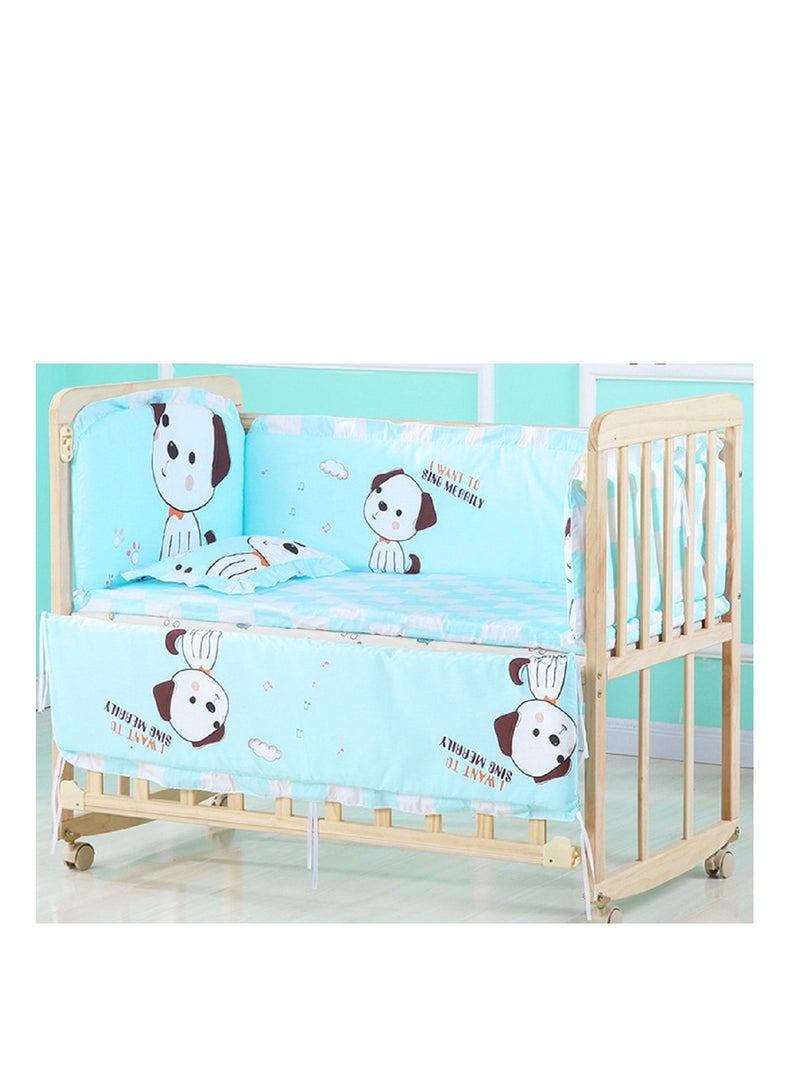 6Pcs Set Crib Bumper For Newborn Pure Cotton Bed Protector, Easy To Remove And Washable.