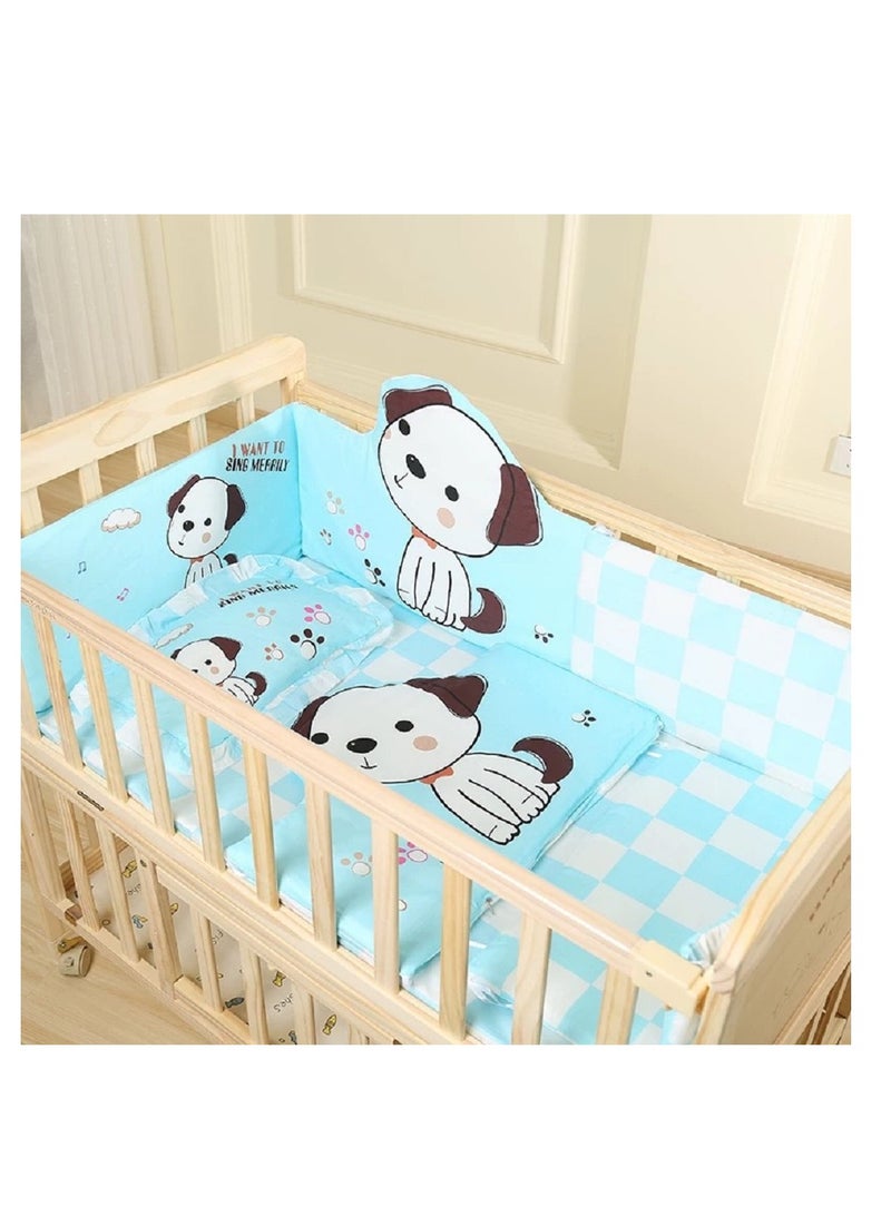 6Pcs Set Crib Bumper For Newborn Pure Cotton Bed Protector, Easy To Remove And Washable.