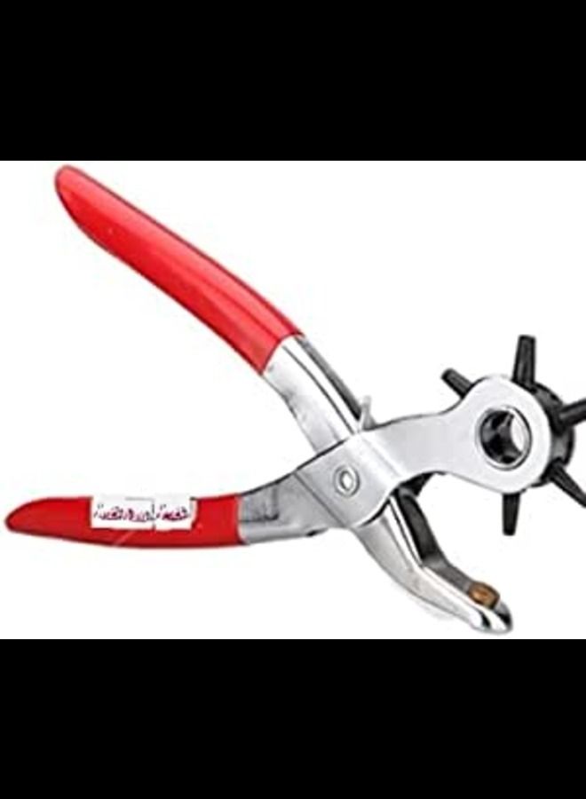 Heavy Duty Revolving Leather Hole Punch, Eyelet Plier Puncher with 6 Sizes for DIY Home or Craft Projects Belt, Saddle, Tack, Watch Strap, Shoe, Fabric etc