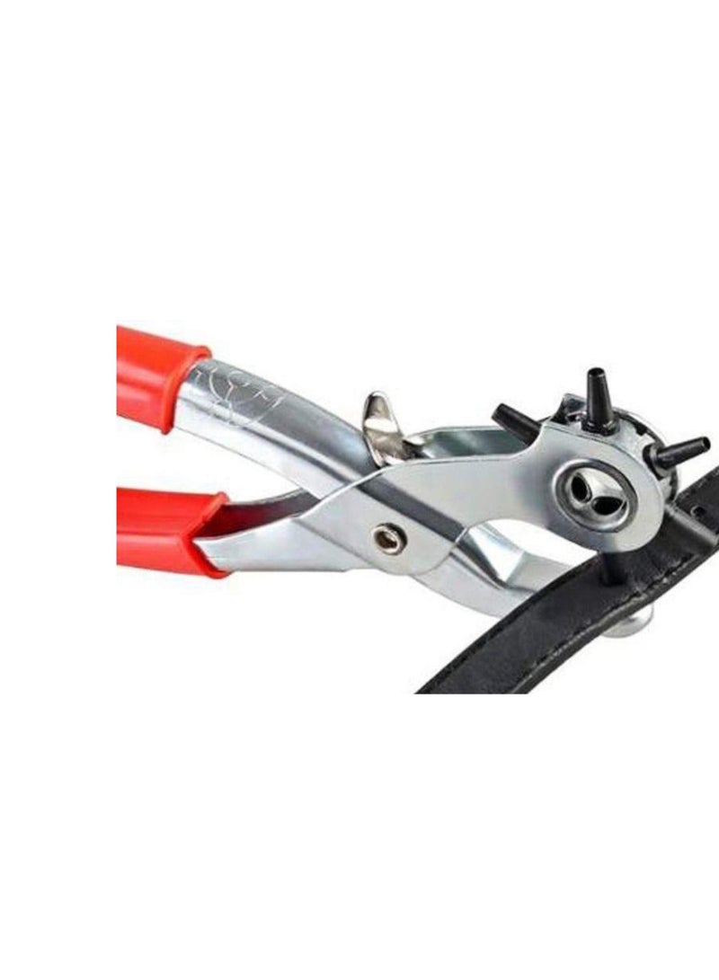 Heavy Duty Revolving Leather Hole Punch, Eyelet Plier Puncher with 6 Sizes for DIY Home or Craft Projects Belt, Saddle, Tack, Watch Strap, Shoe, Fabric etc