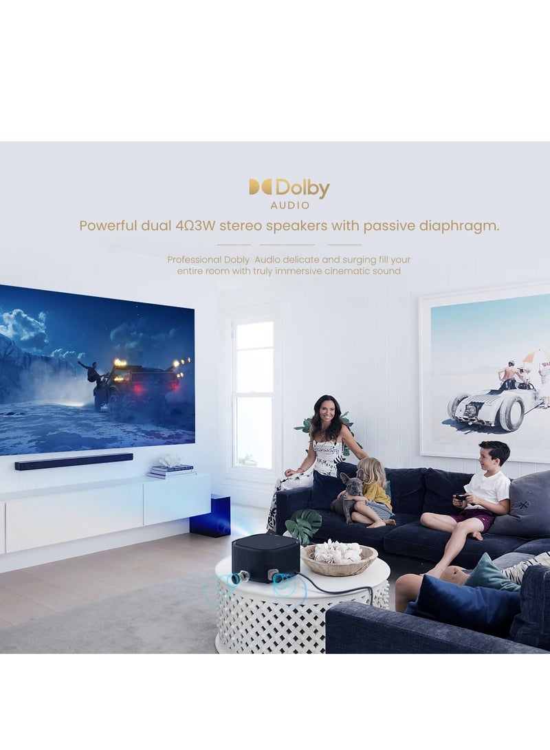 Smart Video Projector Native 1080P 4K Supported 450 ANSI Movie Projector with WiFi & Bluetooth Linux Web OS system Home theater Outdoor Projector WP91 Black