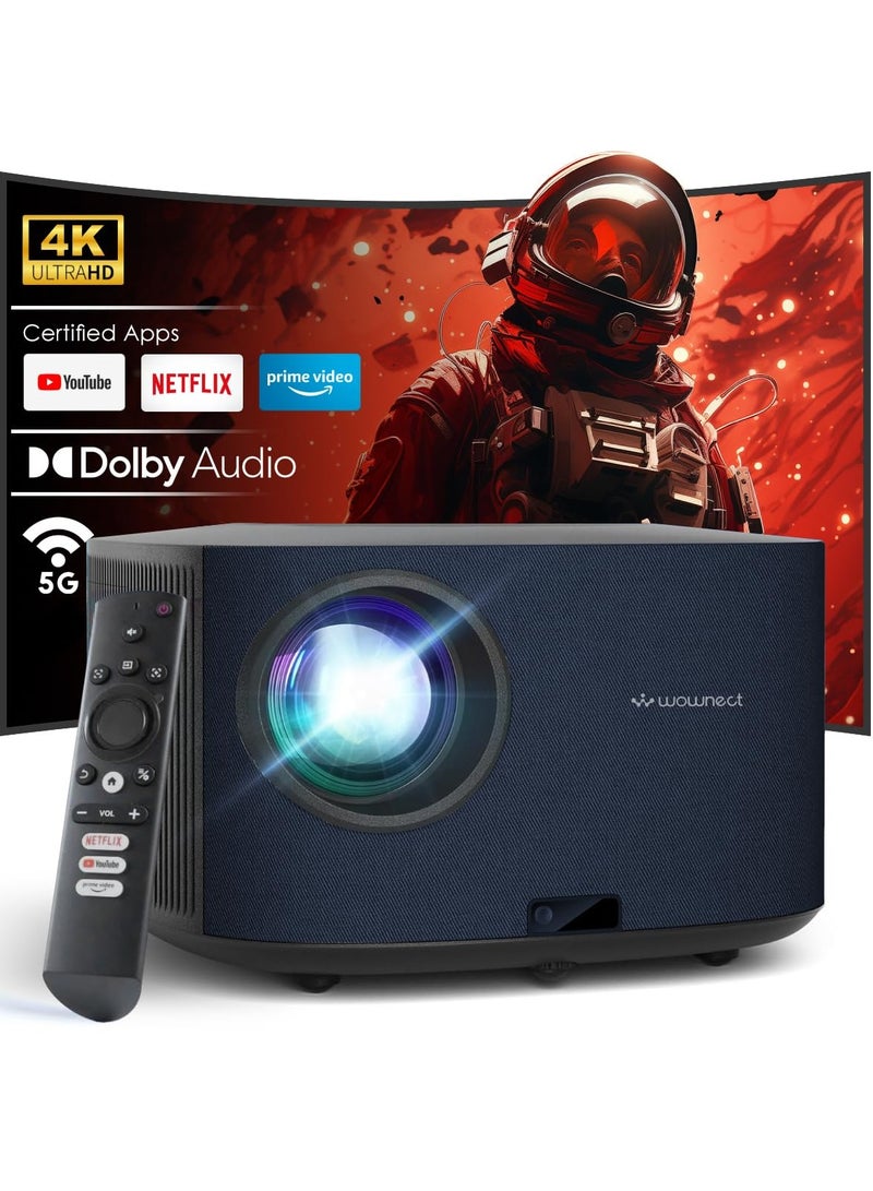 Smart Video Projector Native 1080P 4K Supported 450 ANSI Movie Projector with WiFi & Bluetooth Linux Web OS system Home theater Outdoor Projector WP91 Black