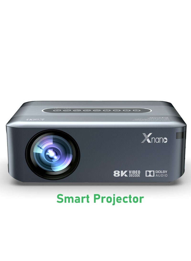 Classic Projector Portable Smart Projector 1080P Ultra Full HD 8K AI Intelligence Wireless Bluetooth Projector 12000 Lumens Dual Band WiFi Grey