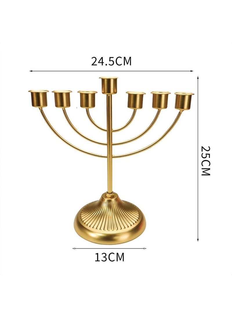 Home Decor Holiday Atmosphere Layout Candle Golden Seven-head Candlestick