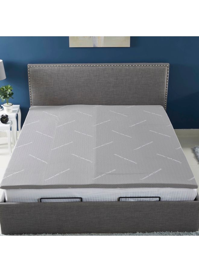 Mattress Topper Polyester Grey/White 200x200cm