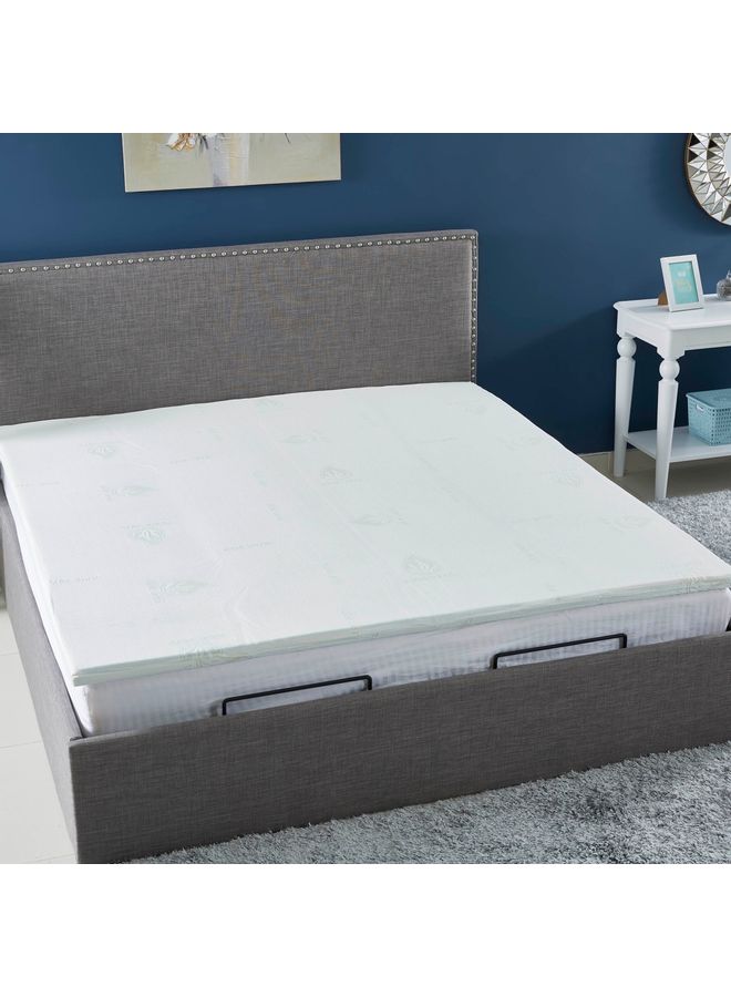 Premium Quality Aloe Vera Cool Gel Infused Memory Foam Soft Touch Washable Spill And Stain Resistant King Size Mattress Topper Polyester White