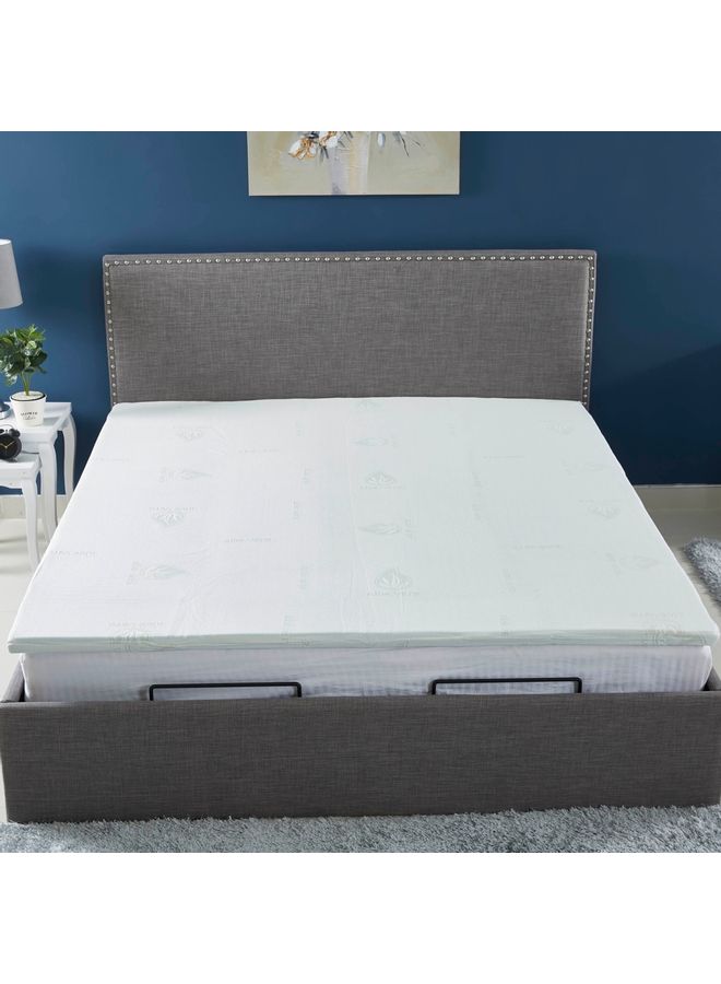 Premium Quality Aloe Vera Cool Gel Infused Memory Foam Soft Touch Washable Spill And Stain Resistant King Size Mattress Topper Polyester White