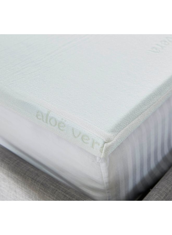 Premium Quality Aloe Vera Cool Gel Infused Memory Foam Soft Touch Washable Spill And Stain Resistant King Size Mattress Topper Polyester White