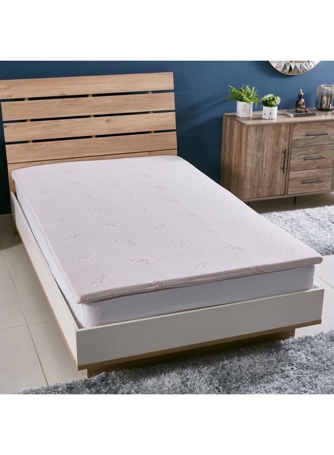 Premium Quality Essence Copper Infused Memory Foam Soft Touch Washable Spill And Stain Resistant Twin Size Mattress Topper Polyester Beige 200x120cm