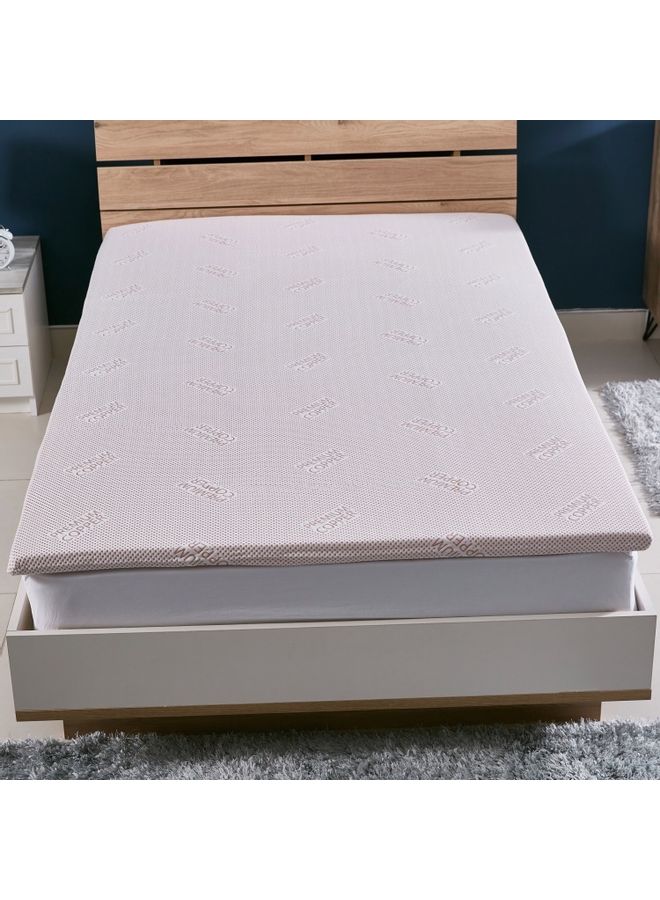 Premium Quality Essence Copper Infused Memory Foam Soft Touch Washable Spill And Stain Resistant Twin Size Mattress Topper Polyester Beige 200x120cm