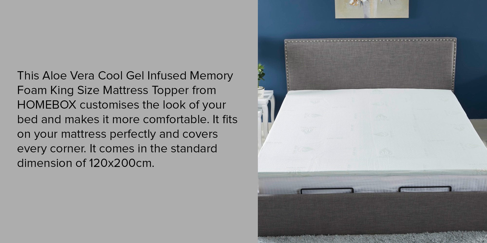 Premium Quality Aloe Vera Cool Gel Infused Memory Foam Soft Touch Washable Spill And Stain Resistant King Size Mattress Topper Combination White