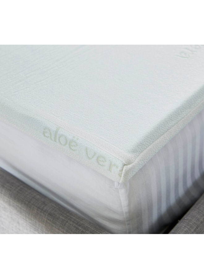 Premium Quality Aloe Vera Cool Gel Infused Memory Foam Soft Touch Washable Spill And Stain Resistant King Size Mattress Topper Combination White