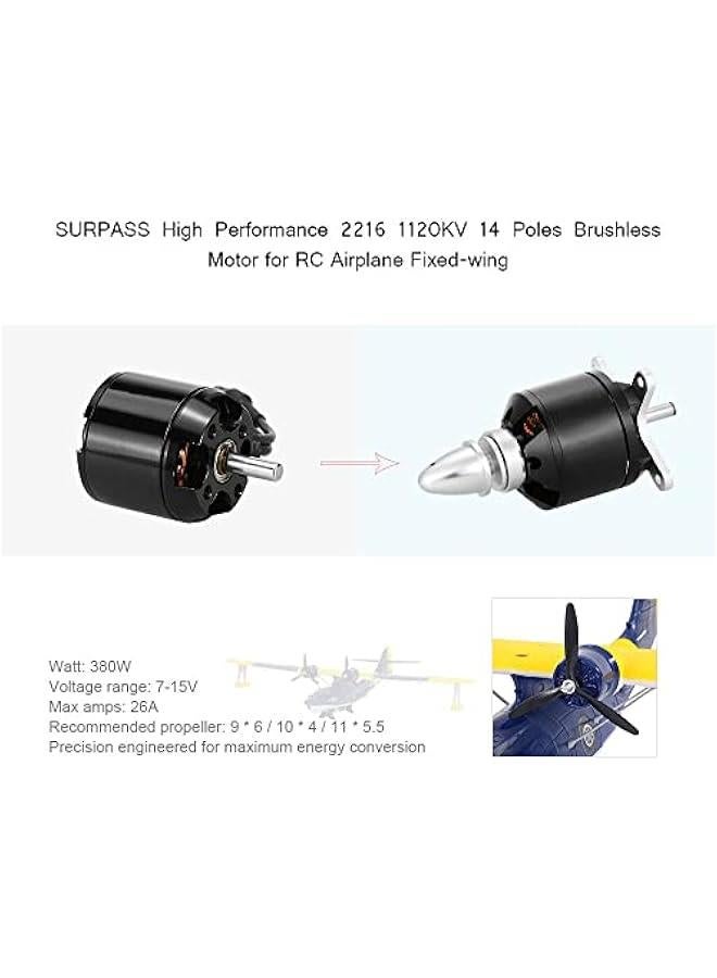 Original SURPASS High Performance 2216 1120KV 14 Poles Brushless Motor for RC Airplane Fixed-wing