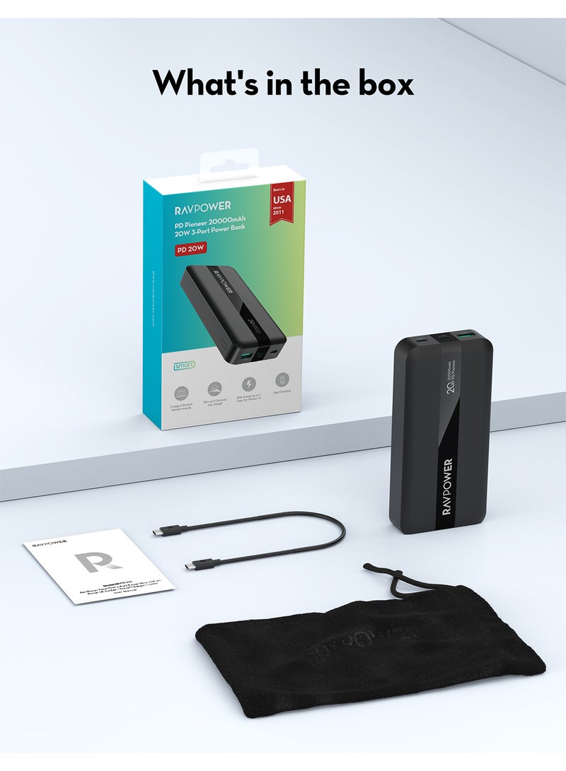 20000 mAh PB1235 PD20W Power Bank 2C1A Black