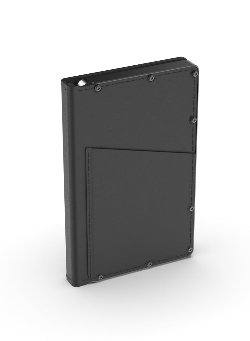 Vermont Portable 5000mAh Wallet Powerbank with Built-In Card Holder & Magnetic Type-C to C Cable Booktype / RFID Protection / Fast Charging / LED indicators / 3 Card Pocket / 6 Card Capacity - Black