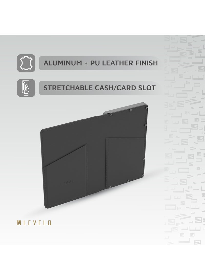 Vermont Portable 5000mAh Wallet Powerbank with Built-In Card Holder & Magnetic Type-C to C Cable Booktype / RFID Protection / Fast Charging / LED indicators / 3 Card Pocket / 6 Card Capacity - Black