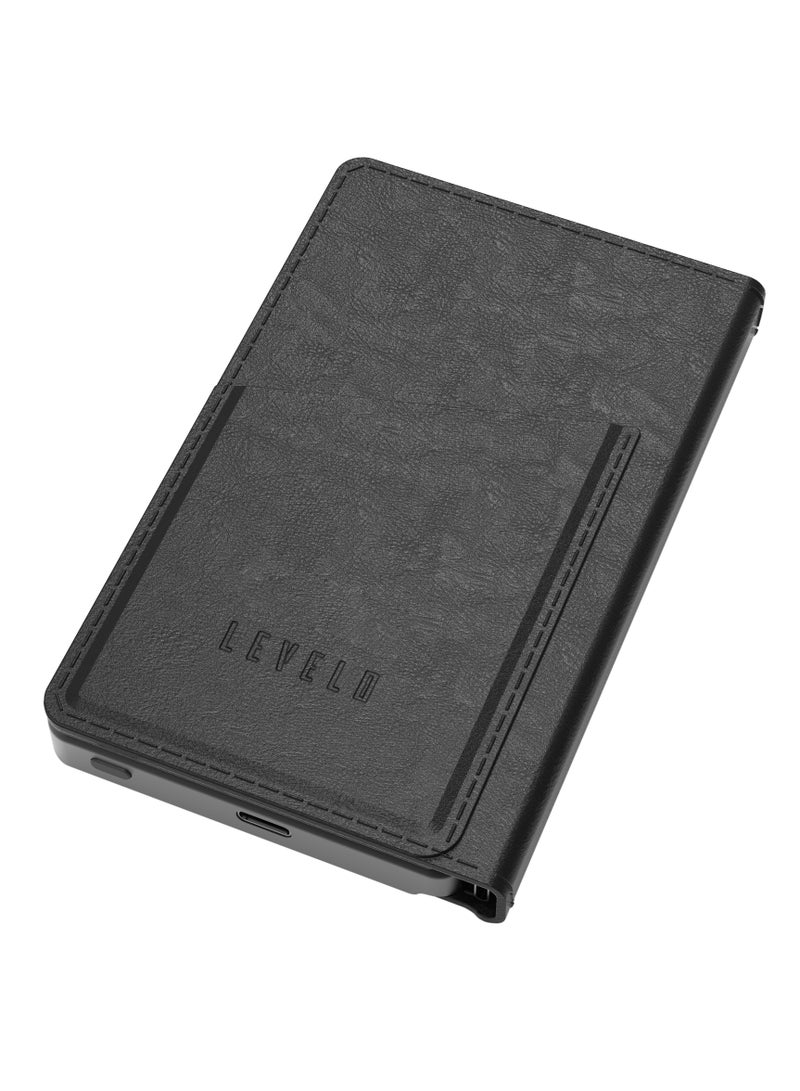 Vermont Portable 5000mAh Wallet Powerbank with Built-In Card Holder & Magnetic Type-C to C Cable Booktype / RFID Protection / Fast Charging / LED indicators / 3 Card Pocket / 6 Card Capacity - Black