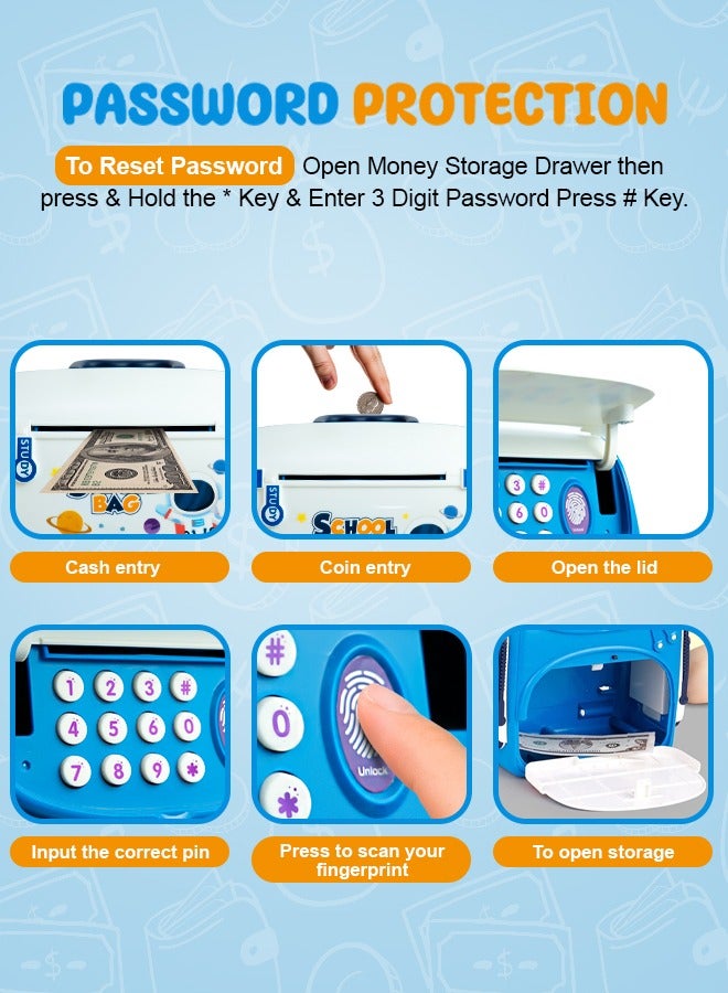 Babyee Kids ATM Money Bank Toy for Girls & Boys, Birthday Gift For Children - Coins/Notes Collection Money Saving Machine with Lock System & Music