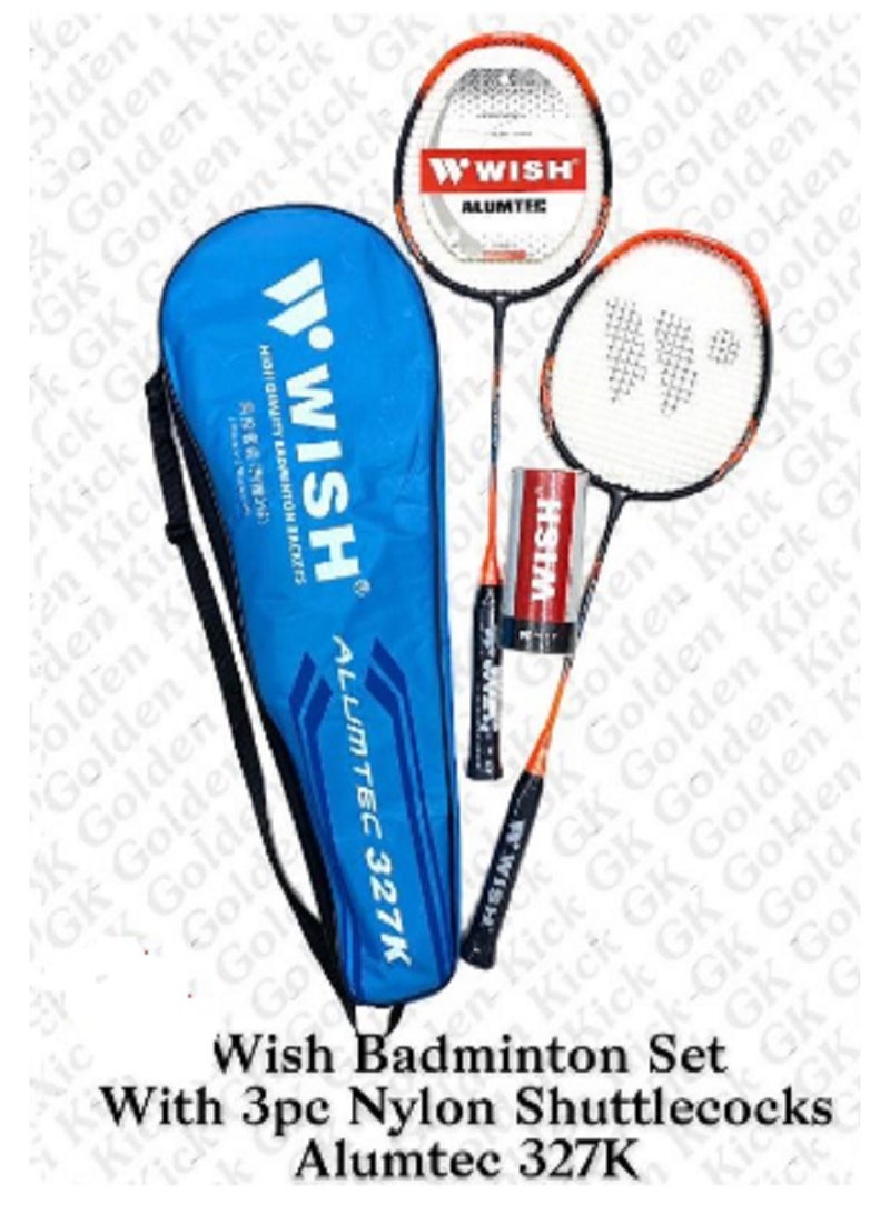 Wish Badminton Set With 3Pcs Nylon Shuttlecocks Alumtec 327K