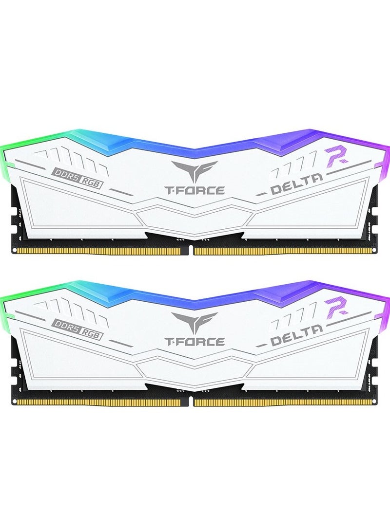 Team Group 32GB(2X16GB) DDR5 RGB Gaming RAM, Speed up to 6000MHz, Dual Channel Desktop Module, Taiwan | WHITE