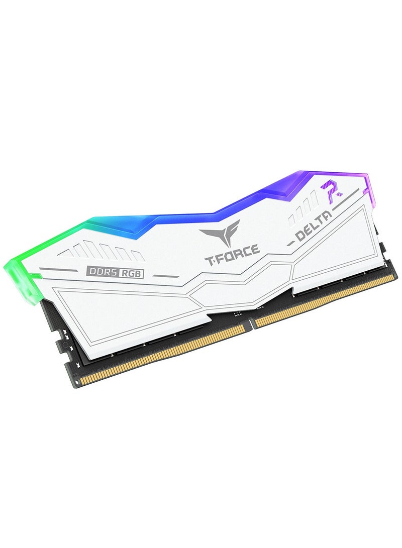 Team Group 32GB(2X16GB) DDR5 RGB Gaming RAM, Speed up to 6000MHz, Dual Channel Desktop Module, Taiwan | WHITE