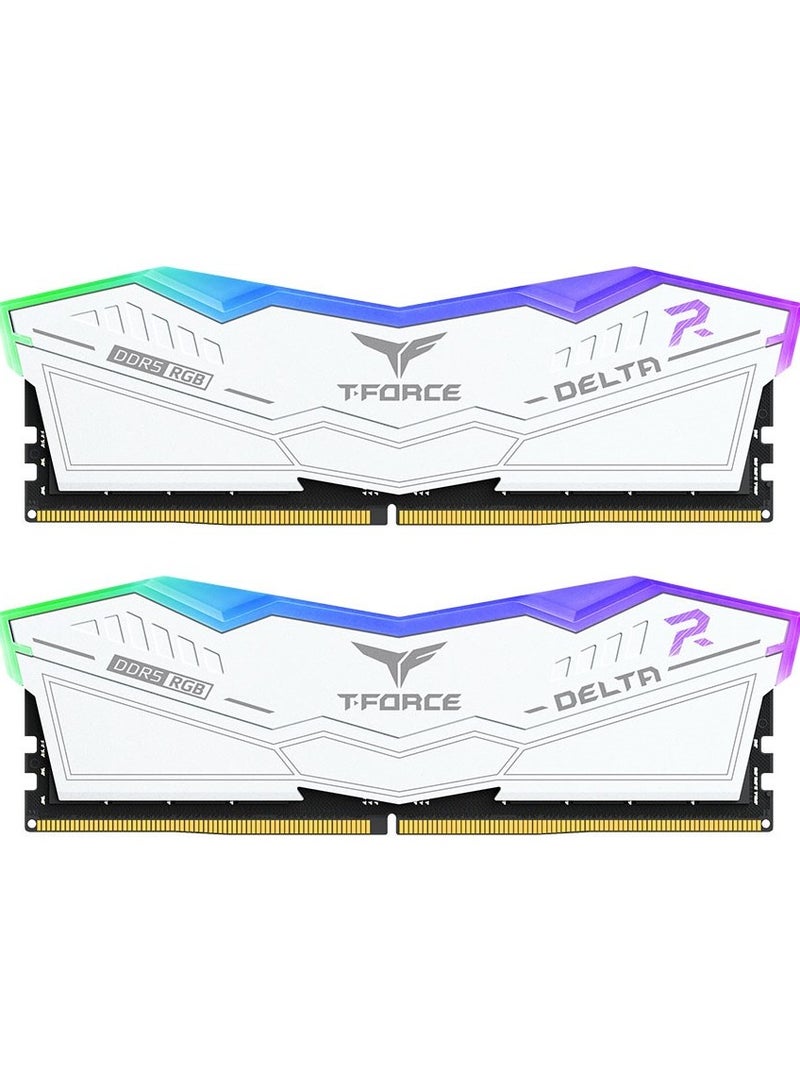 TEAMGROUP 64GB(2X32GB) DDR5 RGB Gaming RAM, Speed upto 6000MHz, Dual Channel DESKTOP Module | TAIWAN | WHITE