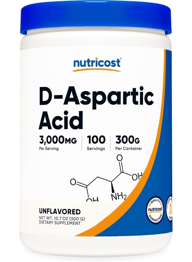 Nutricost D-Aspartic Acid (DAA) Powder 300G - Pure D Aspartic Acid