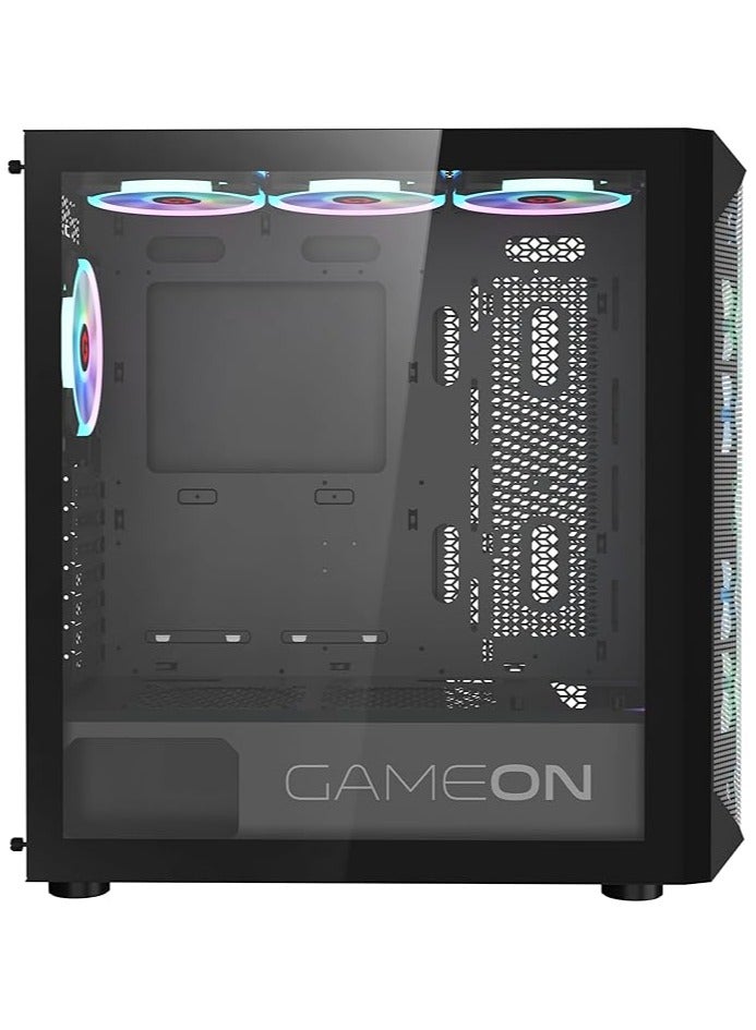 Emperor Midnight Series Mid Tower PC Gaming Case 120mm ARGB+PWM Lighting Pre-installed Cooling 7 RGB Fans Computer Case Dust Filters Black