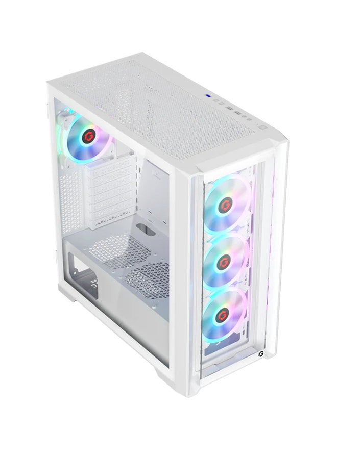 Vortex Arctic Series Mid Tower Gaming Case - ARGB+Remote, 4 Fans Case White