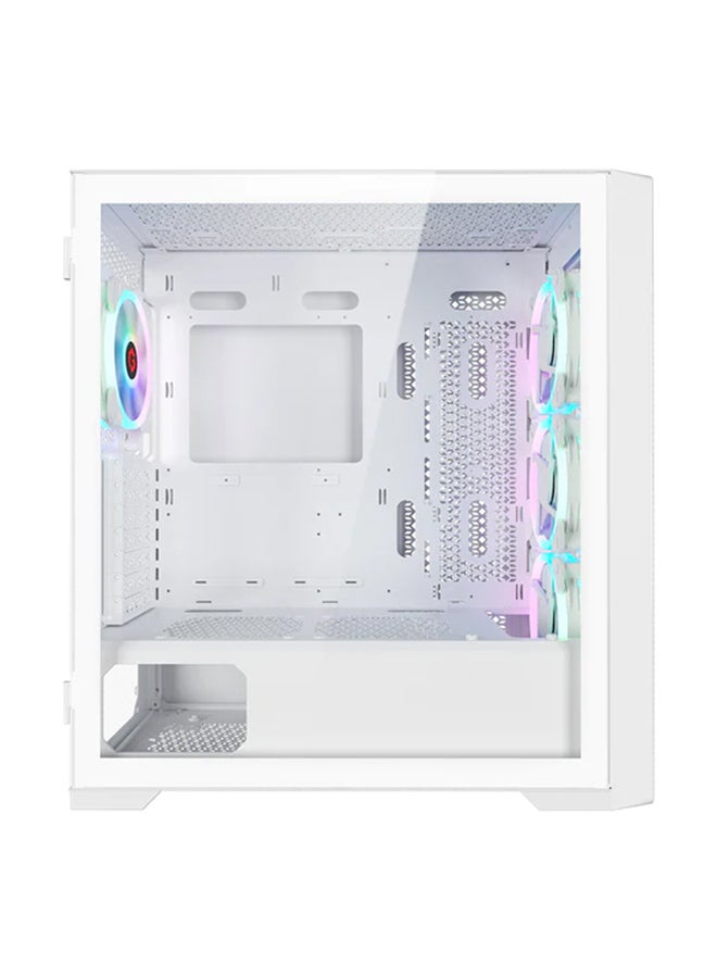 Vortex Arctic Series Mid Tower Gaming Case - ARGB+Remote, 4 Fans Case White