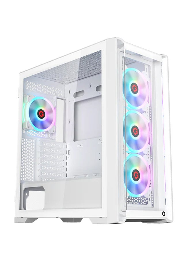 Vortex Arctic Series Mid Tower Gaming Case - ARGB+Remote, 4 Fans Case White