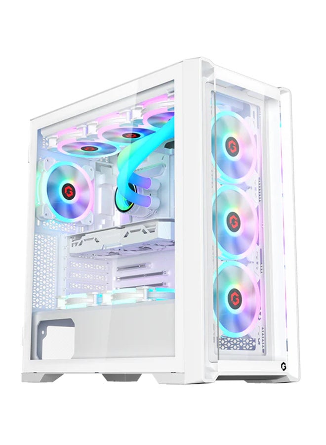 Vortex Arctic Series Mid Tower Gaming Case - ARGB+Remote, 4 Fans Case White