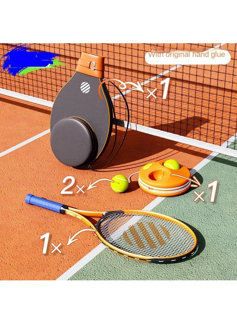 Tennis Trainer Rebound Ball Set For Adult  Professional Racket, Portable Practice Rebounder, Equipment with 1 Racket & Bag, Suitable for Level Players(Orange)