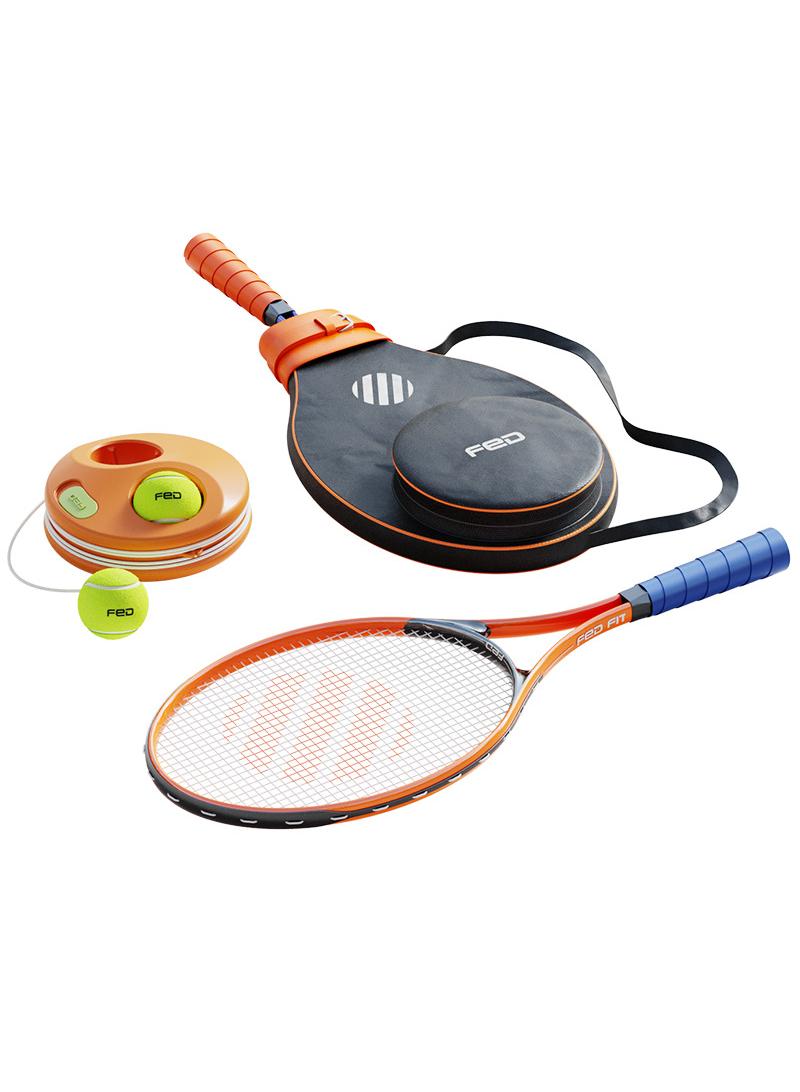 Tennis Trainer Rebound Ball Set For Adult  Professional Racket, Portable Practice Rebounder, Equipment with 1 Racket & Bag, Suitable for Level Players(Orange)